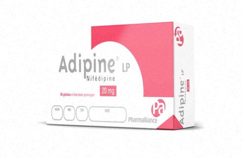 Acheter Adalat - Illustration d'un comprimé Adalat et d'une boîte