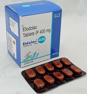 Acheter Etodolac - Illustration de comprimés et boîte pharmaceutique